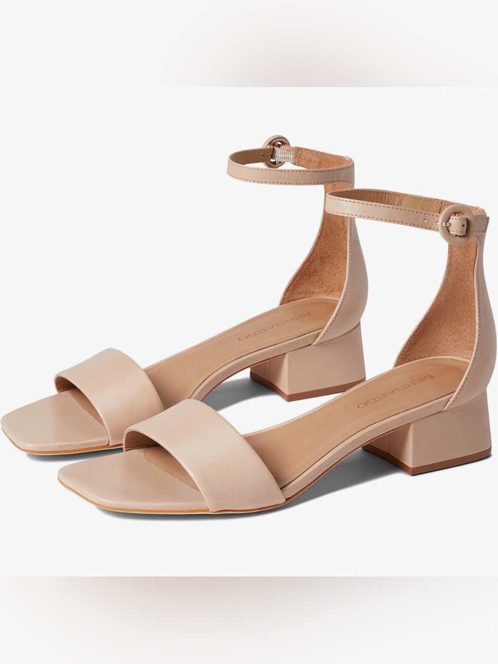 Bernardo Jalena Blush Antique Calf Leather Block Heel Sandals Women’s Size 10
